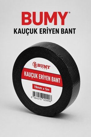 Siyah 19 mm x 5 Metre Kauçuk Eriyen Bant Kendinden Kaynayan İzolasyon Bandı Su Geçirmez Tamir Bandı