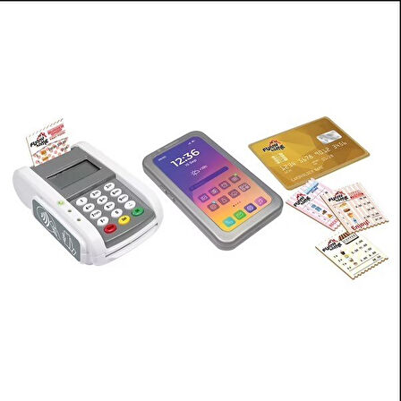 Pilli Işıklı Sesli Elektronik Oyuncak Pos Cihazı Seti Evcilik Market Oyuncağı