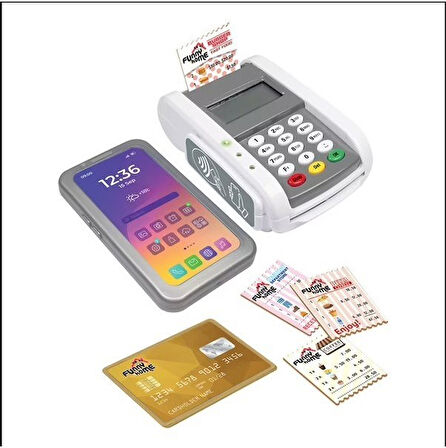 Pilli Işıklı Sesli Elektronik Oyuncak Pos Cihazı Seti Evcilik Market Oyuncağı
