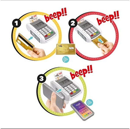 Pilli Işıklı Sesli Elektronik Oyuncak Pos Cihazı Seti Evcilik Market Oyuncağı