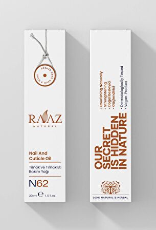 RAAZ N62 TIRNAK VE TIRNAK ETİ BAKIM YAĞI %100 DOĞAL NAIL AND CUTICLE CARE OIL