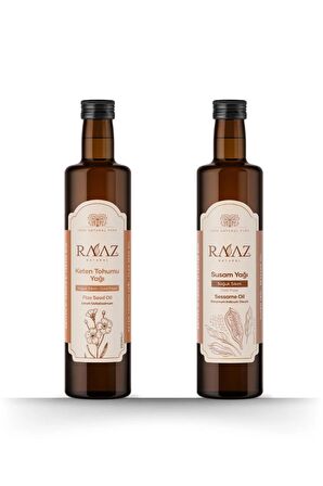 Raaz avantajlı 2'li set Susam Yağı 250 ml ve Keten Tohumu Yağı 250 ml