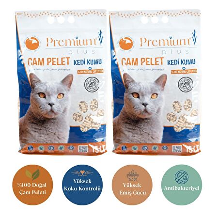 Premium Plus Çam Peleti Kedi Kumu 15LT x 2 Adet
