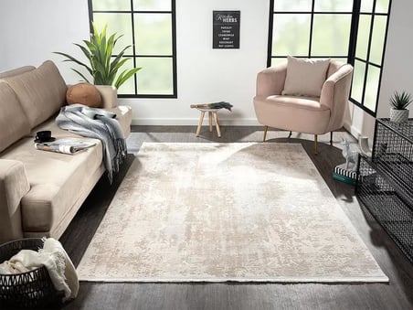 Merit Mr003a Krem Halı Bej Detaylı Ince Yumuşak Akrilik Tozuaz Modern Salon Halısı Yatak Odası