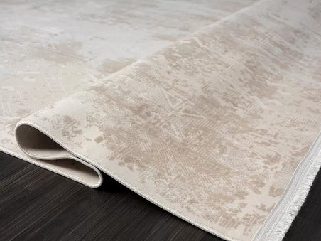 Merit Mr003a Krem Halı Bej Detaylı Ince Yumuşak Akrilik Tozuaz Modern Salon Halısı Yatak Odası