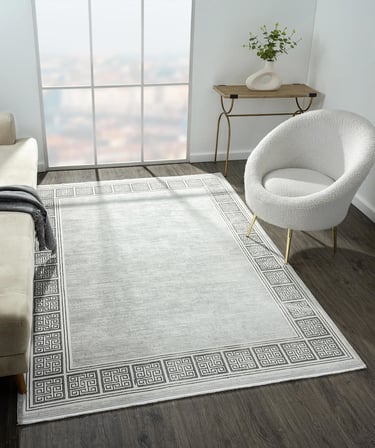 Zenith Zn001a Gri Halı Antrasit Kenar Çerçeveli Modern Parlak Yumuşak Kadife Ince Antialerjik Salon