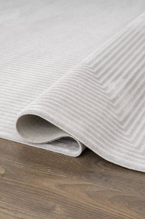 Trend TR011A Gri Halı Geometrik Detaylı Akrilik Yumuşak Salon Halısı Oturma Odası Halısı