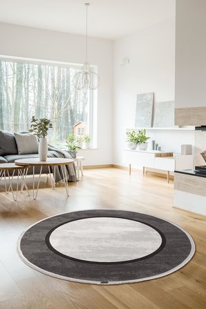 Trend 4101 Gri Yuvarlak Akrilik Pamuk Yumuşak Modern Mutfak Yatak Odası Salon Oturma Odası Halısı