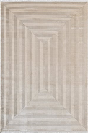 Merit MR010A Krem Halı Vizon Bej Geometrik Detaylı İnce Yumuşak Akrilik Modern Salon Halısı