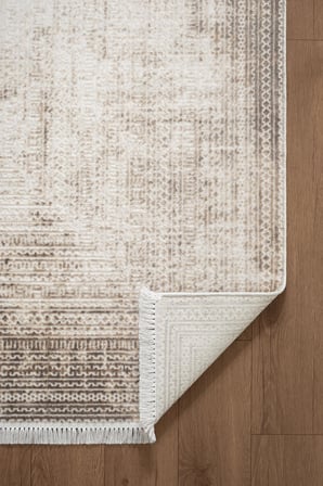 Etro ET012G Krem Modern Çerçeveli Desen Parlak Ağır Yüksek Sıklıkta Salon Halısı İpek Serisi