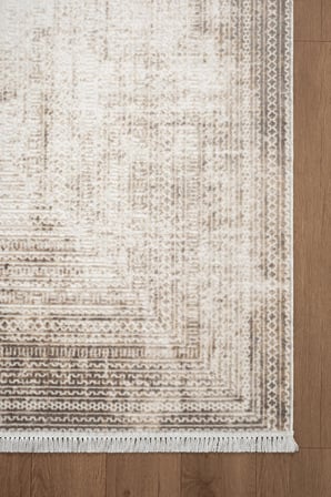Etro ET012G Krem Modern Çerçeveli Desen Parlak Ağır Yüksek Sıklıkta Salon Halısı İpek Serisi