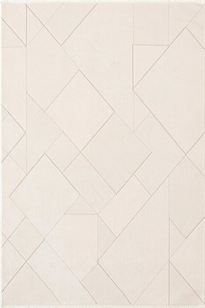 Leon LN002W Beyaz Halı Modern Desen Pamuk Taban Akrilik Tozuaz Salon Yatak Odası Koridor Halısı