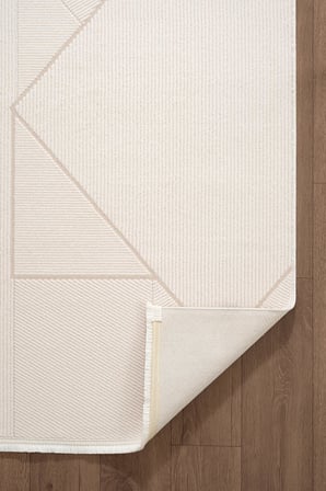 Leon LN002W Beyaz Halı Modern Desen Pamuk Taban Akrilik Tozuaz Salon Yatak Odası Koridor Halısı