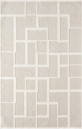 Sümer Sm015a Krem Renkli Halı Çizgi Desenli Dekoratif Modern Antialerjik Salon Mutfak Halısı