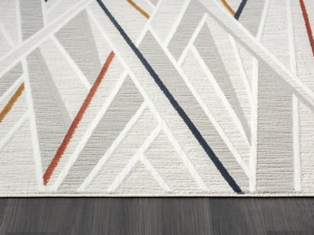 Sümer Sm013a Krem Renli Halı Renkli Geometrik Desenli Dekoratif Modern Antialerjik Salon Halısı