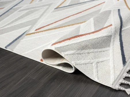 Sümer Sm013a Krem Renli Halı Renkli Geometrik Desenli Dekoratif Modern Antialerjik Salon Halısı