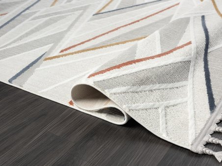 Sümer Sm013a Krem Renli Halı Renkli Geometrik Desenli Dekoratif Modern Antialerjik Salon Halısı