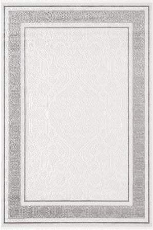 Jade JD005G Gri Halı Klasik Çerçeve Desenli Triko Akrilik Pamuk Tabanlı Kaymaz Salon Halısı Koridor