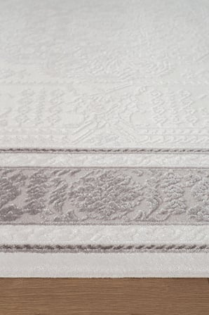 Jade JD005G Gri Halı Klasik Çerçeve Desenli Triko Akrilik Pamuk Tabanlı Kaymaz Salon Halısı Koridor