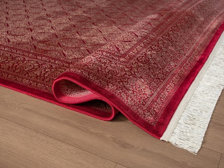 Imperial Luxe IL007J Kırmızı Çerçeveli Halı Klasik Desen 100 Tarak Bambu Viskon İpek Serisi