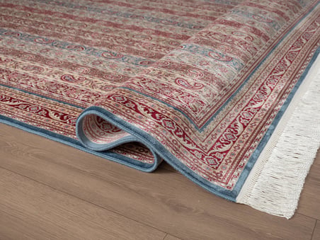 Imperial Luxe IL006R Koyu Mavi Kırmızı Halı Çerçeve Klasik Desen 100 Tarak Bambu Viskon İpek Serisi