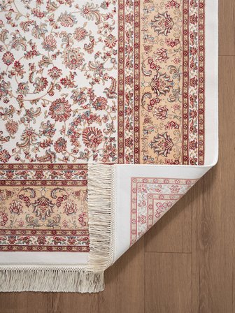 Imperial Luxe IL001R Krem Bej Çerçeveli Halı Klasik Desen 100 Tarak Bambu Viskon İpek Serisi