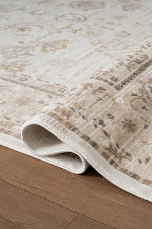 Etro ET003A Krem Klasik Modern Çerçeveli Etnik Desen Parlak Ağır Salon Halısı İpek Serisi