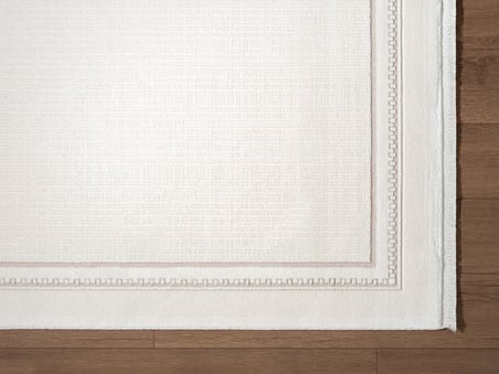 Fresco FC002W Beyaz Çerçeveli Halı Modern Desen 100 Tarak Viskon Parlak Yumuşak İpek Serisi