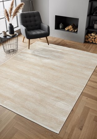 Cosmos CS001B Bej Halı Modern Detaylı Pamuk Taban Viskon Tozuaz Salon Yatak Odası Koridor Halısı
