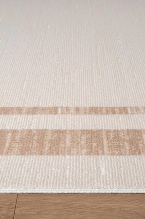 İndigo ID003K Krem Bej Klasik Çerçeveli Desen Akrilik İplik Tozuaz Pamuk Taban Salon Mutfak Halısı