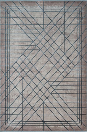 Art AT002M Mavi Geometrik Desen Modern Halı Triko Akrilik Viskon Boyama Yüksek Sıklık Ipek Serisi