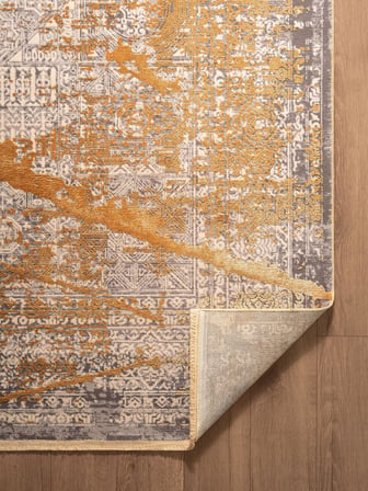 Art AT001S Sarı Halı Modern Desen Triko Akrilik  Viskon Boyama Yüksek Sıklık Ipek Serisi