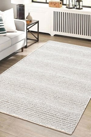 Decor DC003G Gri Doğal Kalın Kilim Kenar Saçaklı Üst Sınıf Kalite Karmen Halı İpek Serisi