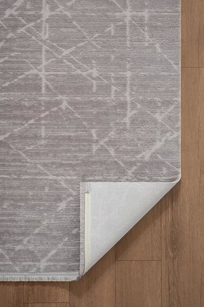 Jade JD008G Gri Halı Modern Geometrik Desenli Triko Akrilik Pamuk Tabanlı Kaymaz Salon Halısı