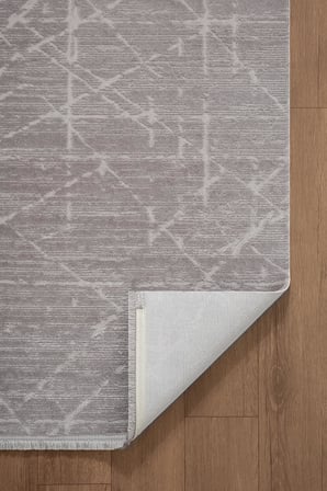 Jade JD008G Gri Halı Modern Geometrik Desenli Triko Akrilik Pamuk Tabanlı Kaymaz Salon Halısı