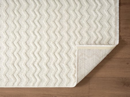 Wool WL009A Beyaz Modern Desen Kabartmalı Doku Pamuk Tabanlı Kaymaz Halı