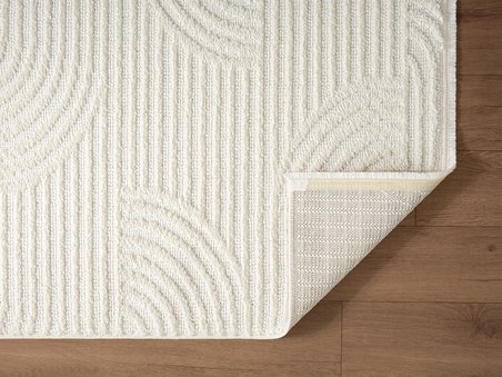Wool WL010A Beyaz Modern Desen Kabartmalı Doku Pamuk Tabanlı Kaymaz Halı