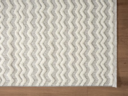 Wool WL011A Gri Beyaz Modern Desen Kabartmalı Doku Pamuk Tabanlı Kaymaz Halı