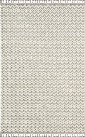 Wool WL011A Gri Beyaz Modern Desen Kabartmalı Doku Pamuk Tabanlı Kaymaz Halı