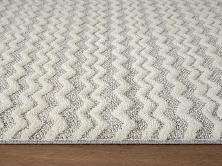 Wool WL011A Gri Beyaz Modern Desen Kabartmalı Doku Pamuk Tabanlı Kaymaz Halı