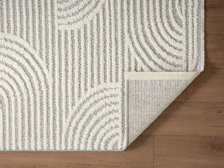 Wool WL012A Gri Beyaz Modern Desen Kabartmalı Doku Pamuk Tabanlı Kaymaz Salon Halı