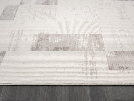 Truva Tv035k Krem Rengi Halı Bej Geometrik Detaylı Akrilik Yumuşak Modern Salon Halısı
