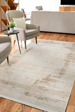 Etro ET006B Krem Modern Desenli Parlak Ağır Yüksek Sıklıkta Salon Halısı İpek Serisi