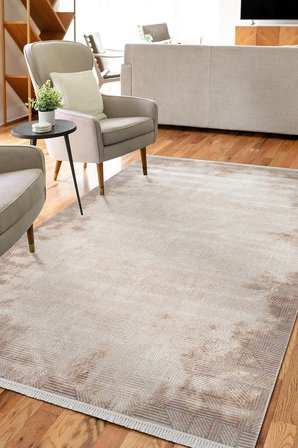 Etro ET008B Gri Modern Geometrik Desen Parlak Ağır Yüksek Sıklıkta Salon Halısı İpek Serisi