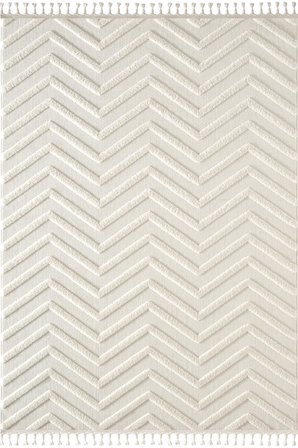 Loop LP023W Beyaz Halı Dekoratif Sisal Yumuşak Bukleli Tozsuz Salon Halısı Yatak Odası Iskandinav