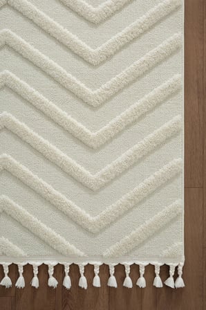 Loop LP023W Beyaz Halı Dekoratif Sisal Yumuşak Bukleli Tozsuz Salon Halısı Yatak Odası Iskandinav