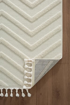 Loop LP023W Beyaz Halı Dekoratif Sisal Yumuşak Bukleli Tozsuz Salon Halısı Yatak Odası Iskandinav