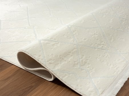 Tokyo 1771 Beyaz Halı Geometrik Desenli Modern Akrilik Halı Kaymaz Taban Tozuaz Salon Halısı