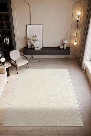 Look Black LB005W Beyaz Halı Modern Desen Akrilik Yumuşak Tozuaz Salon Oturma Odası Halısı 