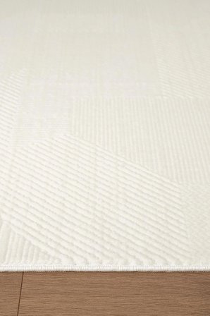 Look Modern LM005W Krem Halı Modern Desen Akrilik Yumuşak Tozuaz Mutfak Koridor Salon Halısı